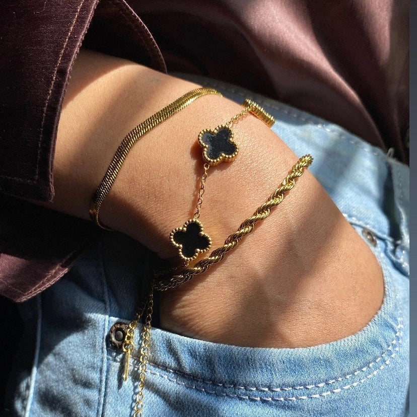 3 Bracelets (Snake + Clover + Milas) - Stainless Steel