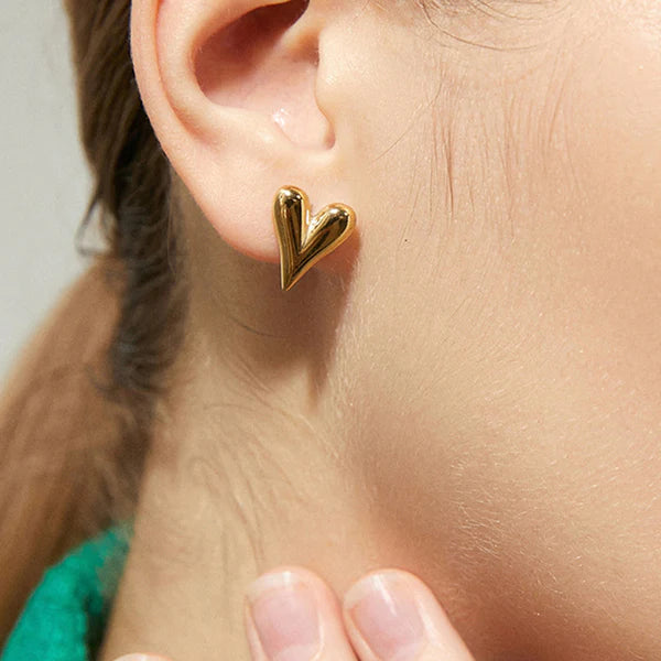 Italic Heart Earrings - Stainless Steel