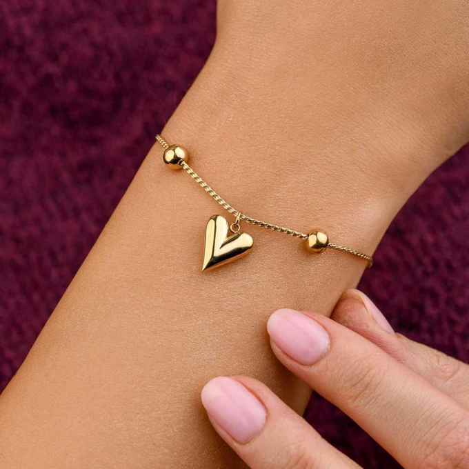 Single Italic Heart Bracelet - Stainless Steel