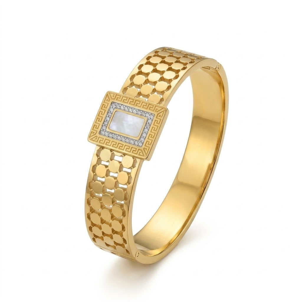 Greek Square Stone Bracelet - Stainless Steel