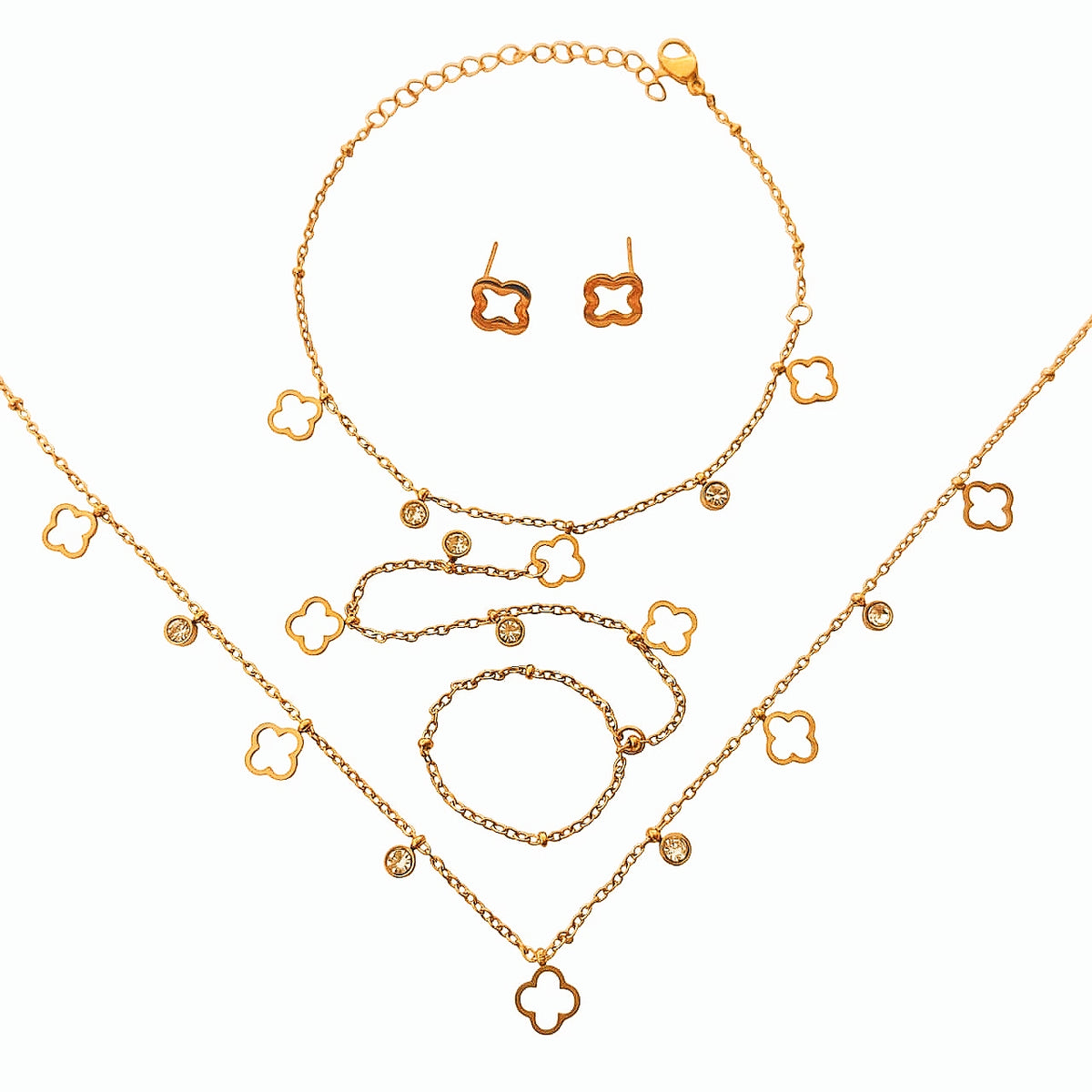 Hollow Star Crystal Set (Necklace + Tops + Hand Chain)