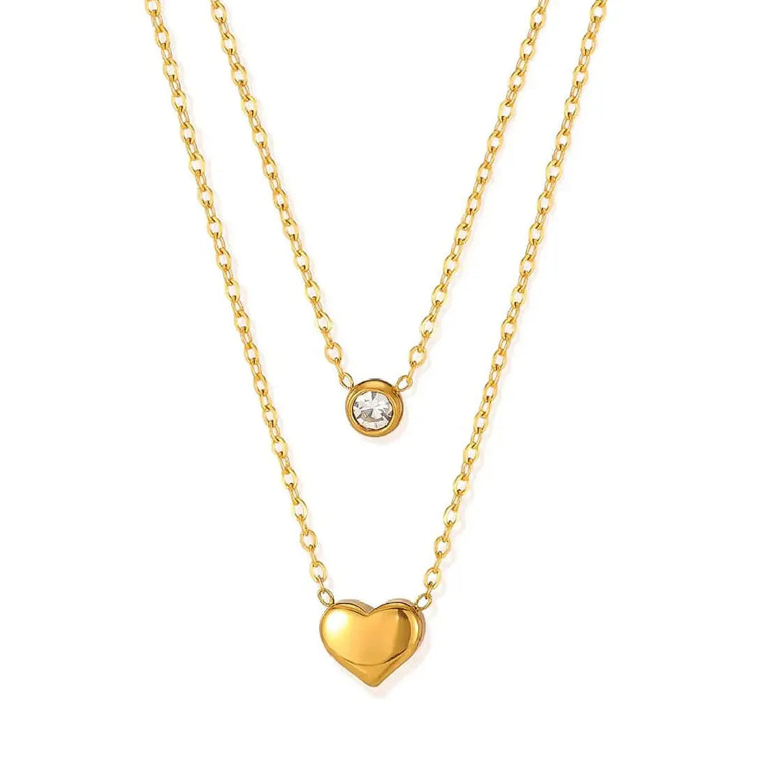 Mini Diamond Heart Necklace - Stainless Steel