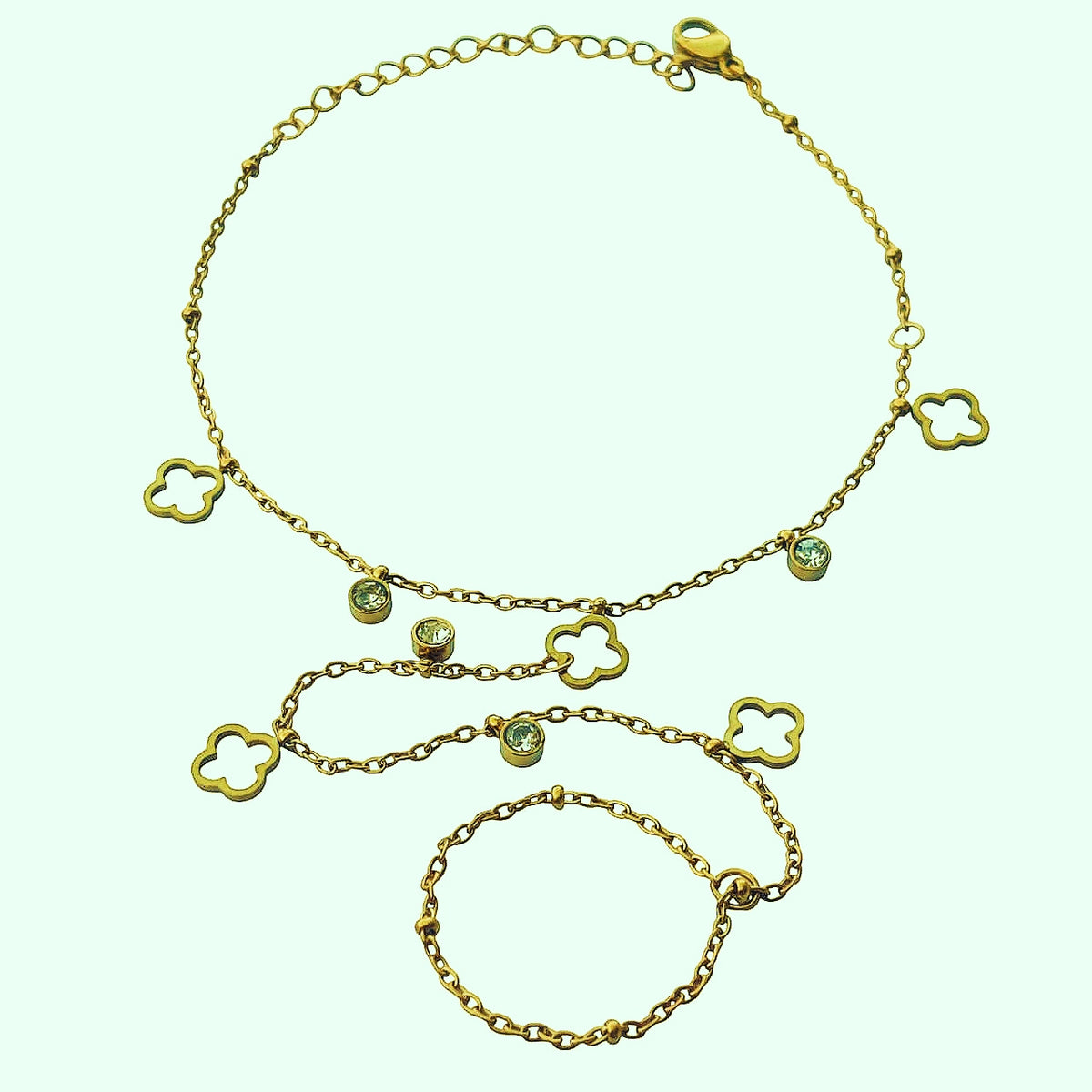 Hollow Star Crystal Hand Chain Bracelet - Stainless Steel