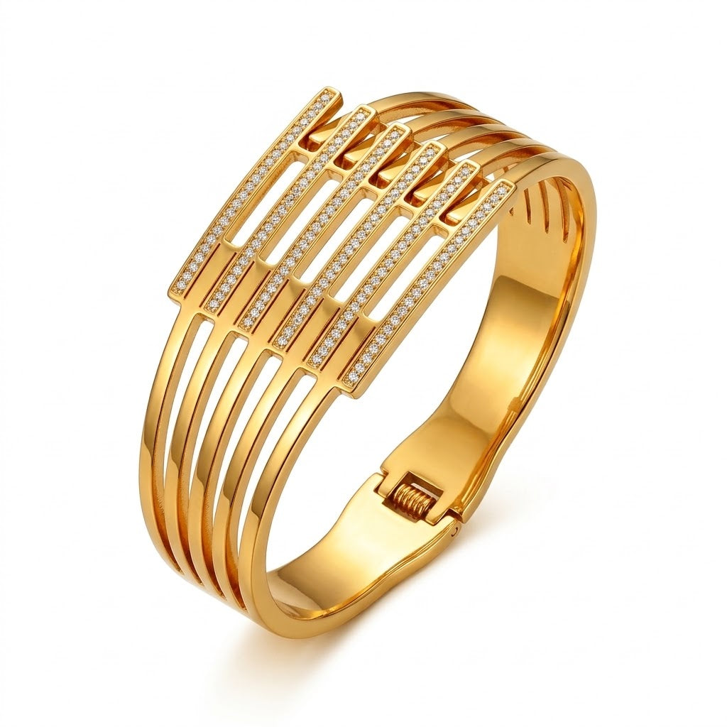 Square Lines Diamond Bracelet - Stainless Steel