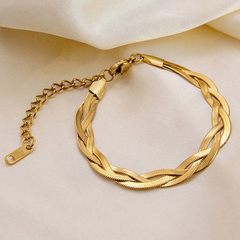 Three Layer Snake Chain Bracelet - Stainless Steel