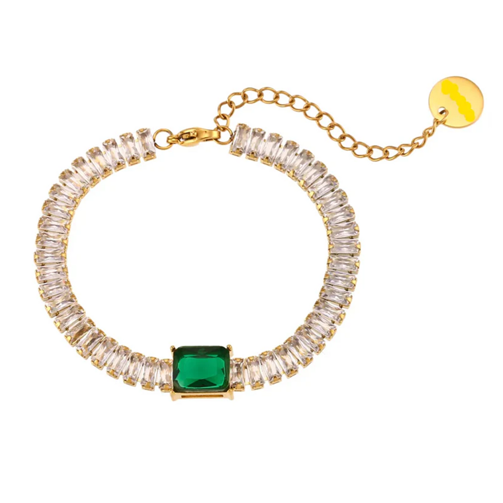 Green Zircon Tennis Bracelet - Stainless Steel