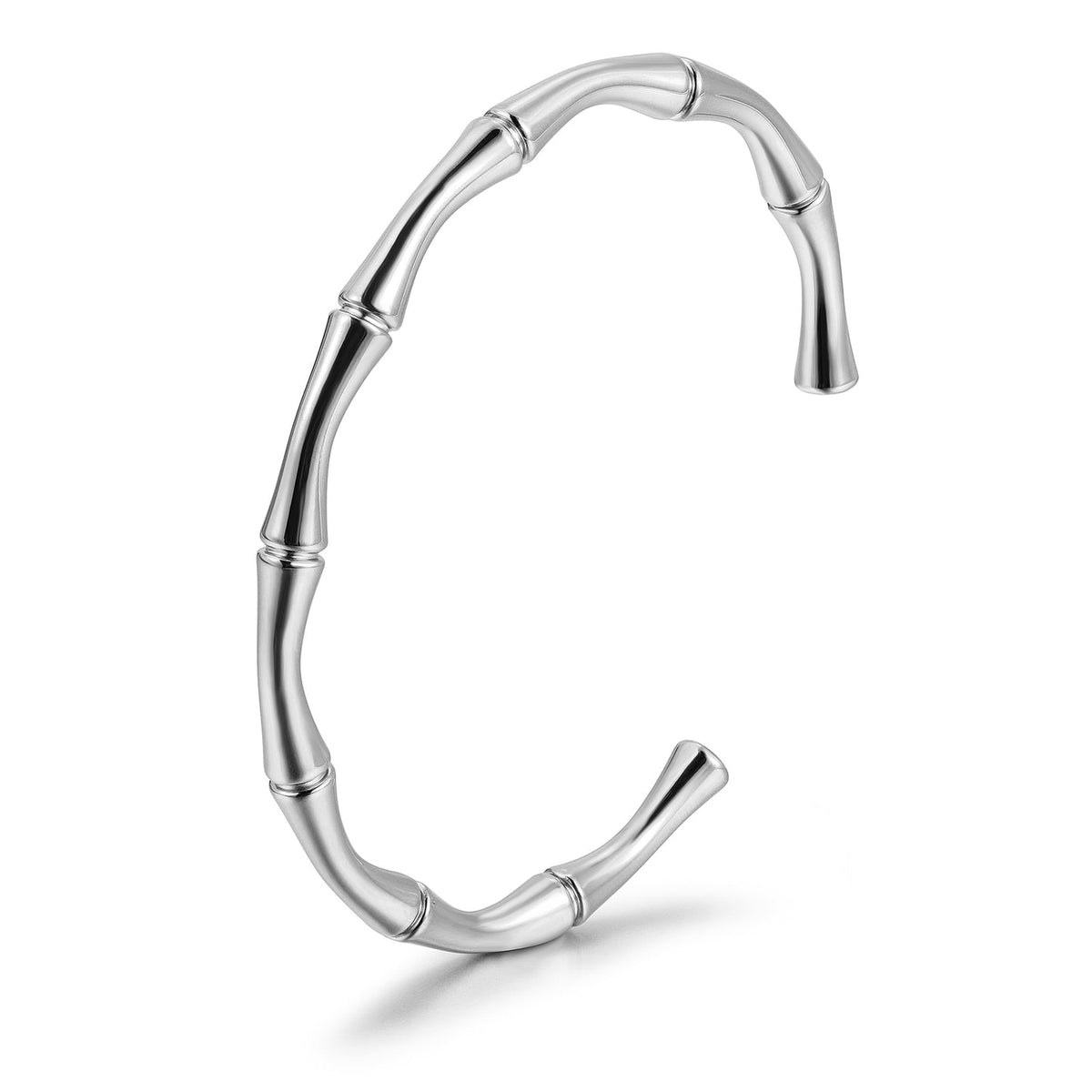 Silver Bamboo Open Bracelet - Stainless Steel