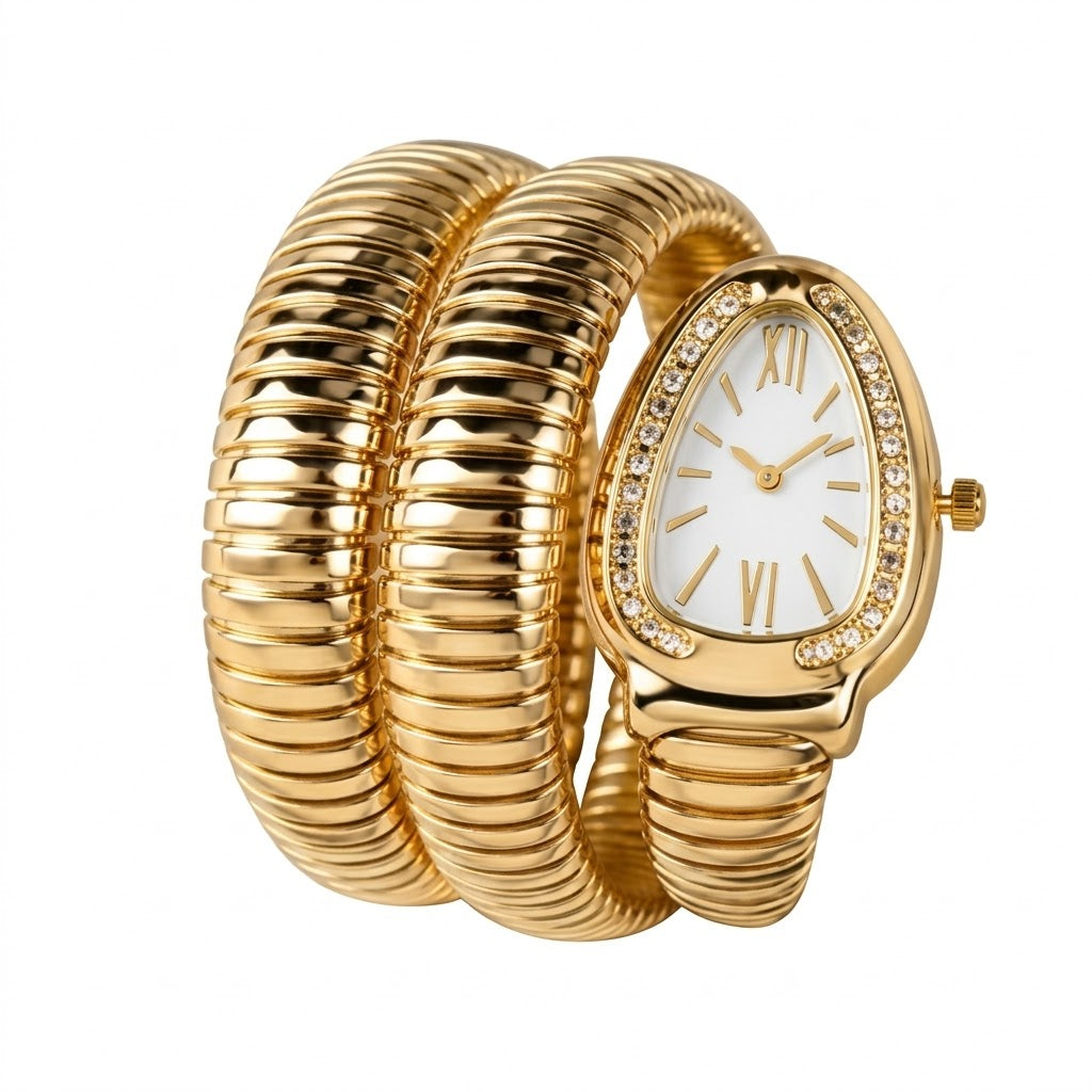 Triple Roll Snake Watch - Stainless Steel