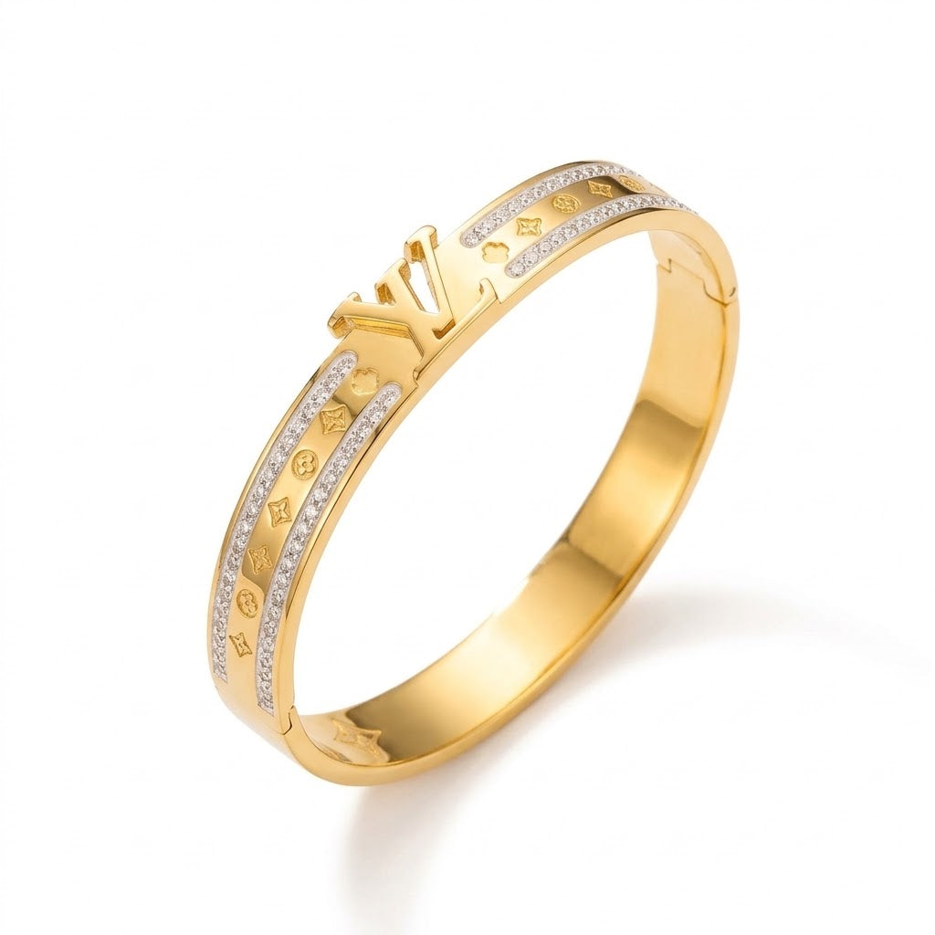 LV Diamond Stone Bracelet - Stainless Steel