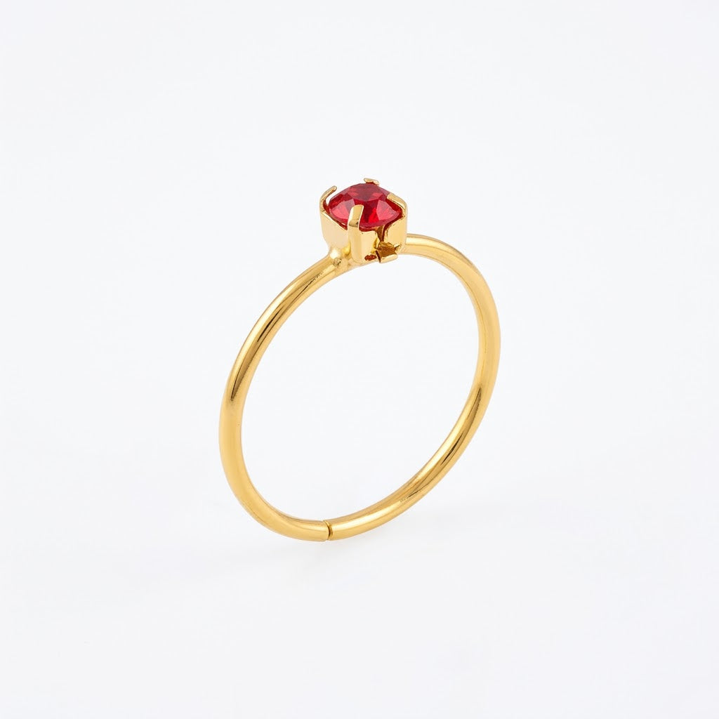 Red Single Diamond Minimalist Nose Ring