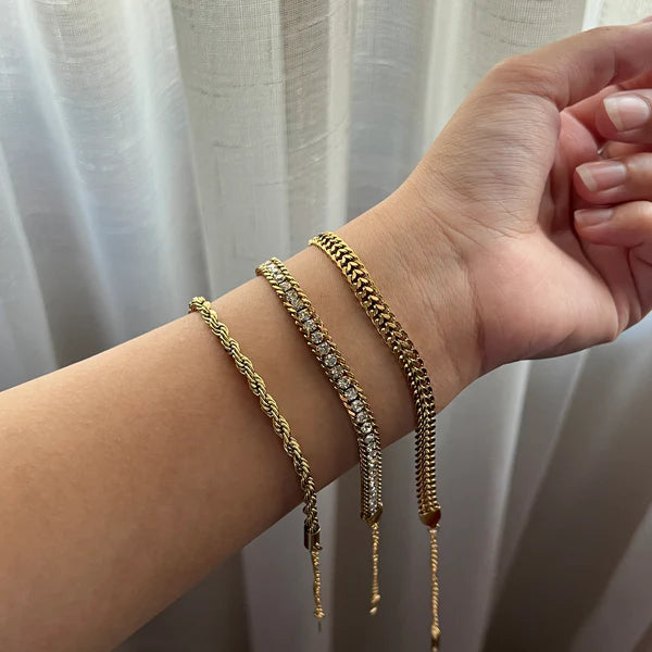3 Bracelets (Milas + Luster + Curb) - Stainless Steel
