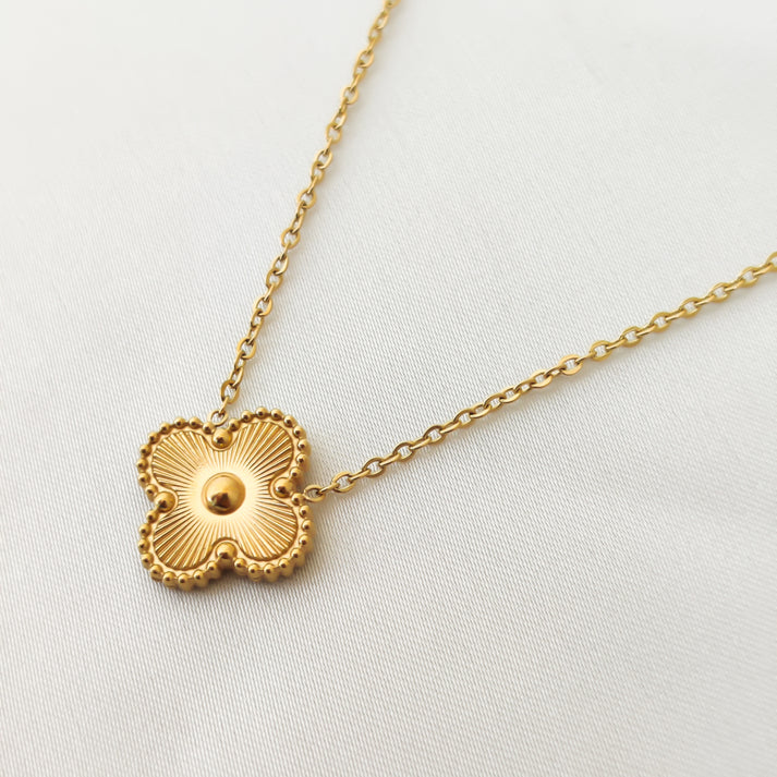 Golden Four Leaf Clover Necklace - Stainless Steel