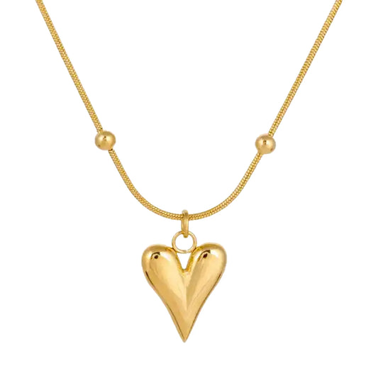 Long Heart Necklace - Stainless Steel