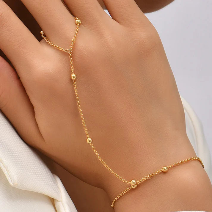 1 Slim Beads Hand Chain Bracelet - Stainless Steel