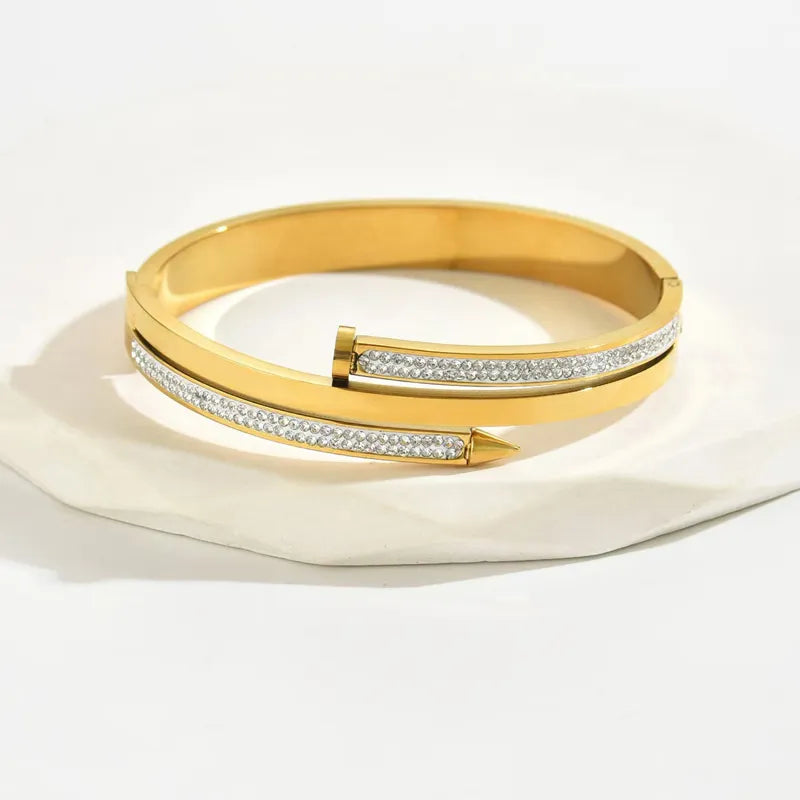 Screw Nail Studied Row Bracelet - Stainless Steel