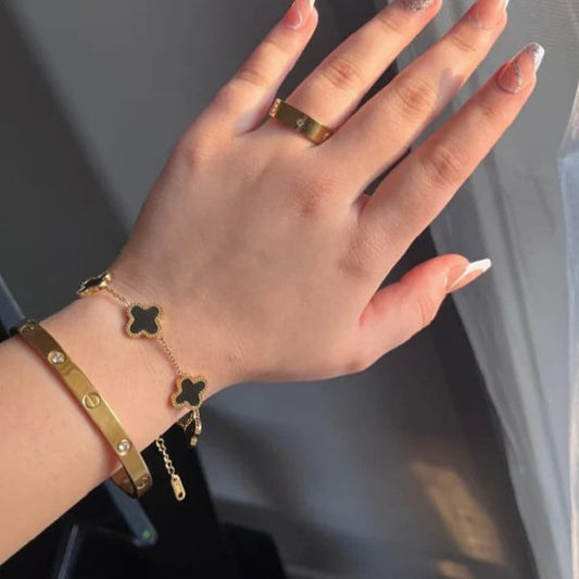 2 Bracelets ( Cartier + Clover) + 1 Cartier Ring - Stainless Steel