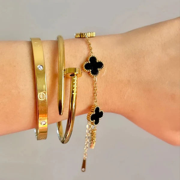 3 Bracelets (Cartier + Screw Nail + Black Clover) - Stainless Steel