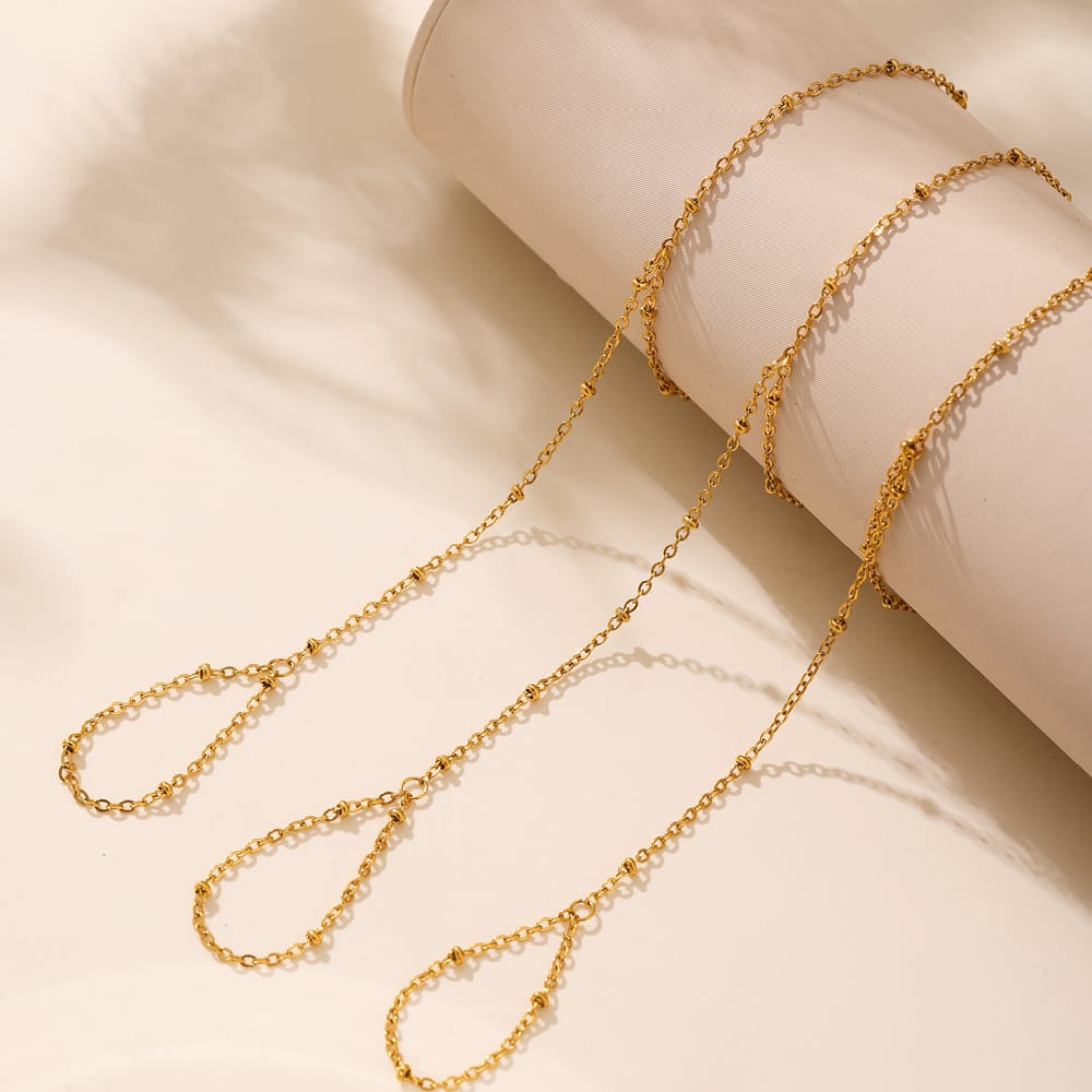 1 Slim Beads Hand Chain Bracelet - Stainless Steel