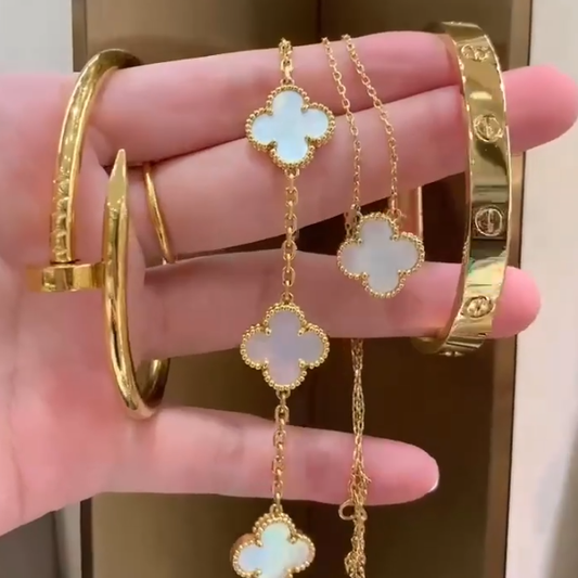 Bundle (Screw Nail + Clover Bracelet + Clover Necklace + Cartier) - Stainless Steel