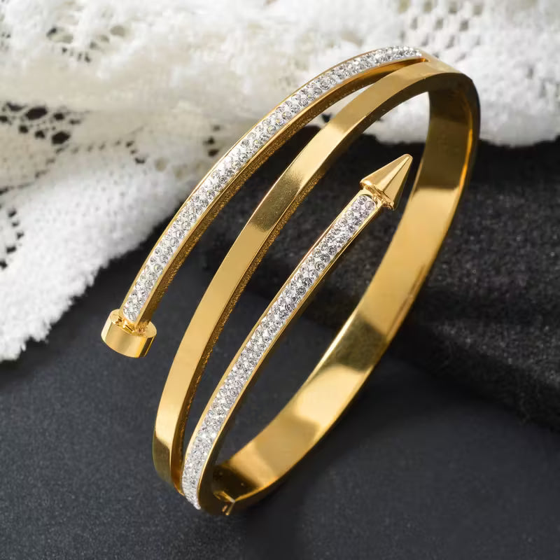 Screw Nail Studied Row Bracelet - Stainless Steel