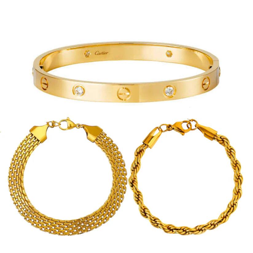 3 Bracelets (Cartier + Rowena + Milas) - Stainless Steel