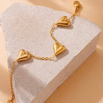 3 Heart Bracelet - Stainless Steel