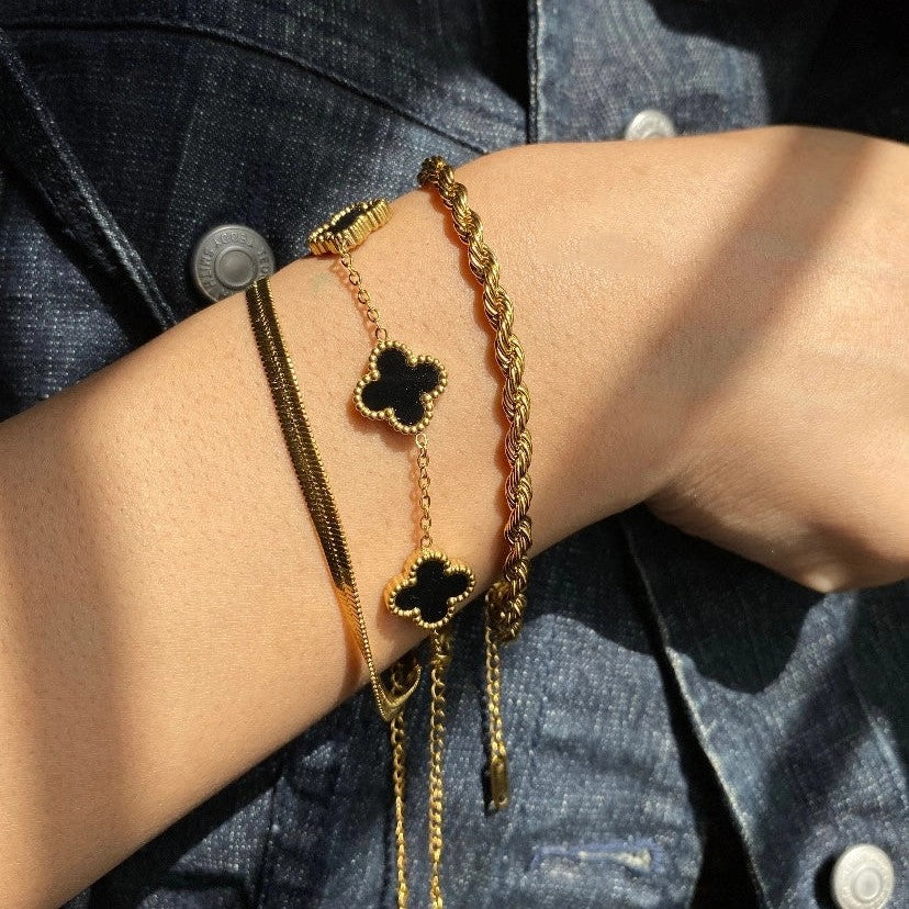 3 Bracelets (Snake + Clover + Milas) - Stainless Steel