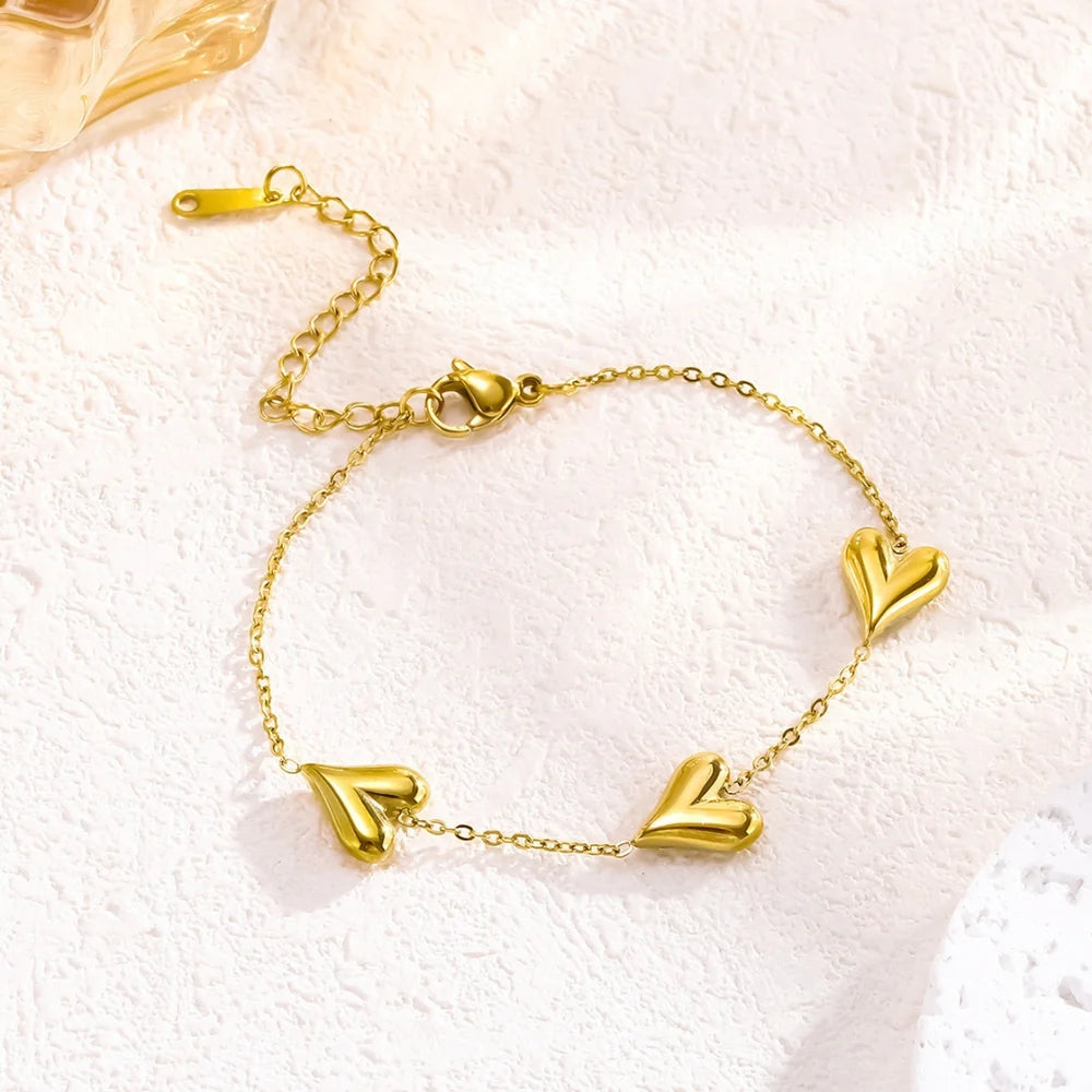 3 Heart Bracelet - Stainless Steel
