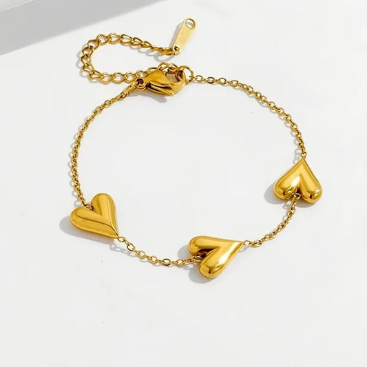 3 Heart Bracelet - Stainless Steel