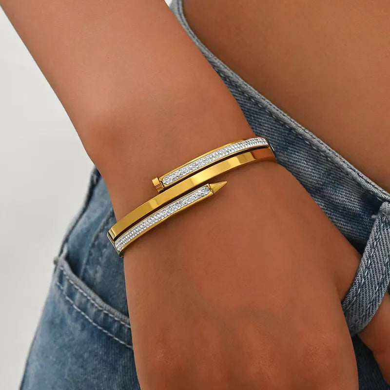 Screw Nail Studied Row Bracelet - Stainless Steel