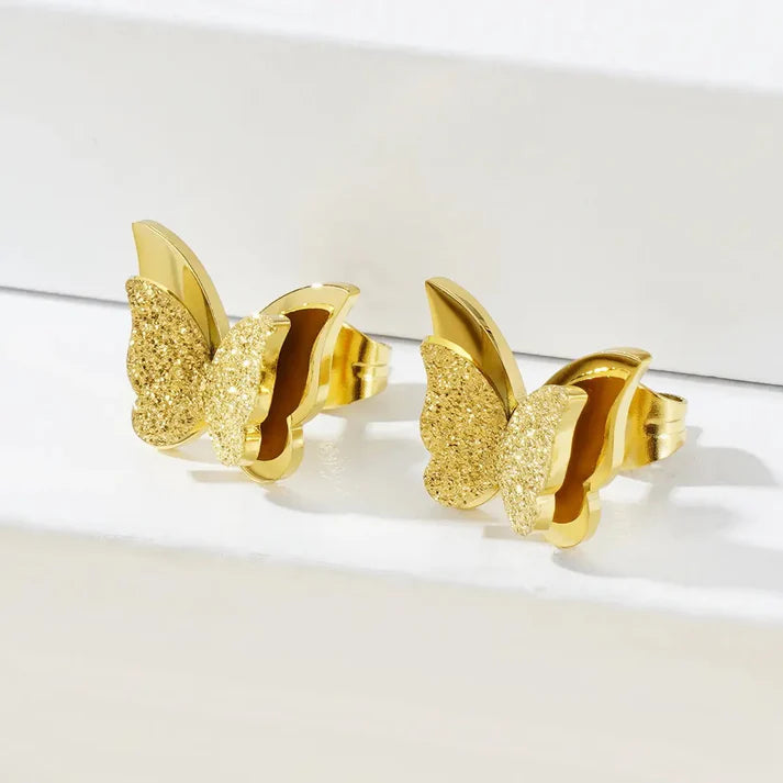 Gilded Butterfly Earrings - Stainless Steel