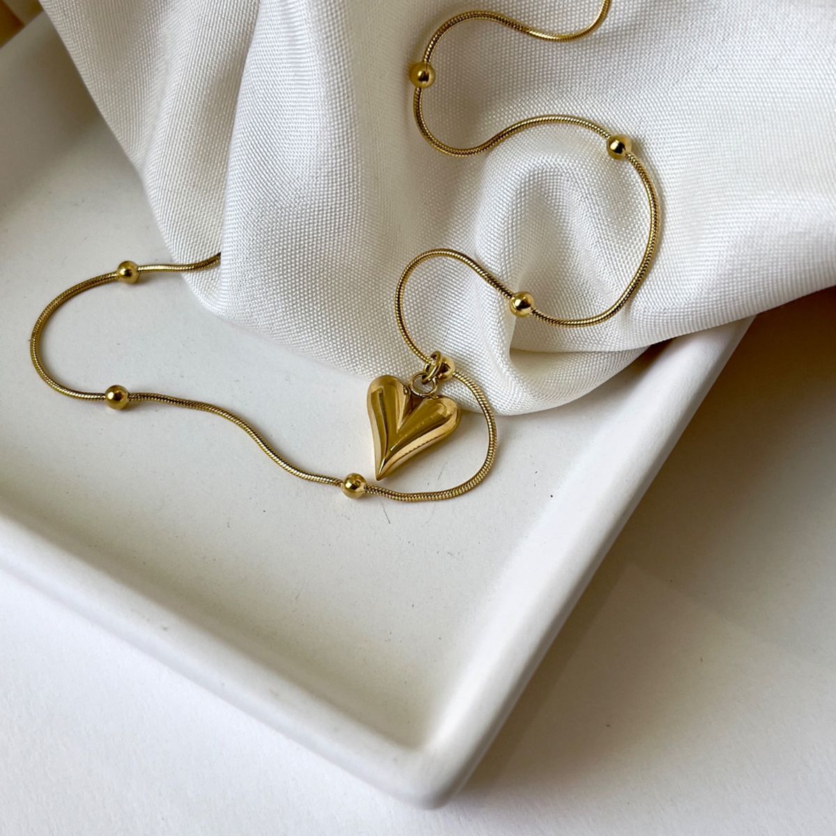 Long Heart Necklace - Stainless Steel