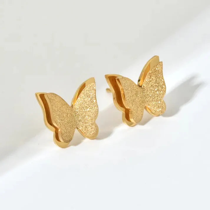 Gilded Butterfly Earrings - Stainless Steel
