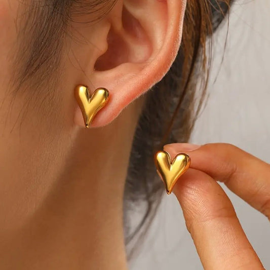 Italic Heart Earrings - Stainless Steel