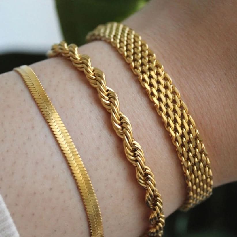3 Bracelets (Rowena + Snake + Milas) - Stainless Steel