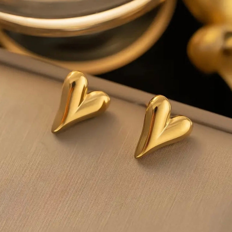 Italic Heart Earrings - Stainless Steel
