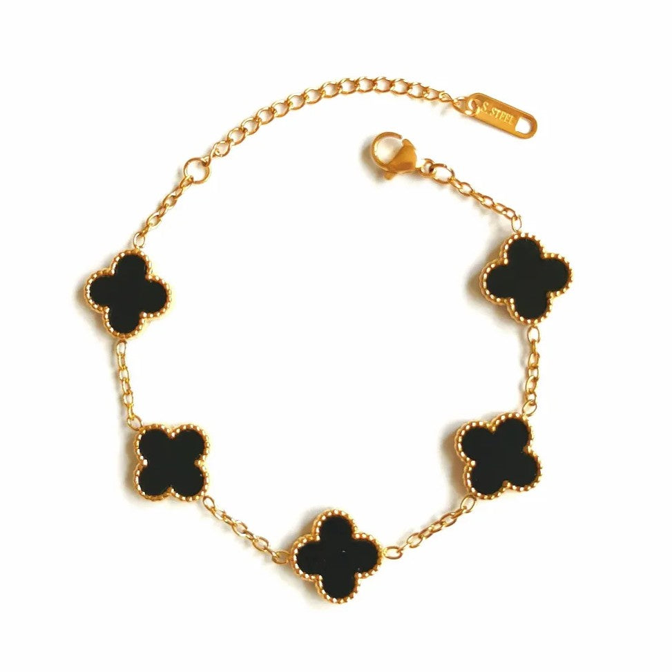 4 Bracelets (Clover + Rowena + Snake + Milas) - Stainless Steel