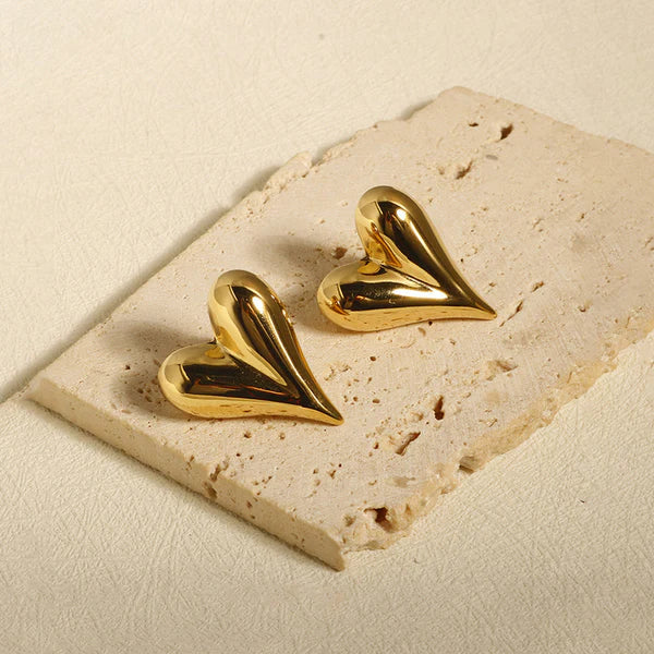 Italic Heart Earrings - Stainless Steel