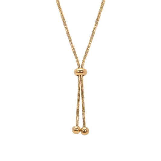 Double Ball Lace Chain Necklace - Stainless Steel