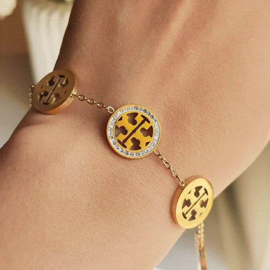 3 Bracelets (Rowena + Clover + Tory Burch) - Stainless Steel