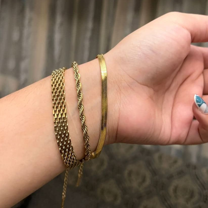 3 Bracelets (Rowena + Snake + Milas) - Stainless Steel