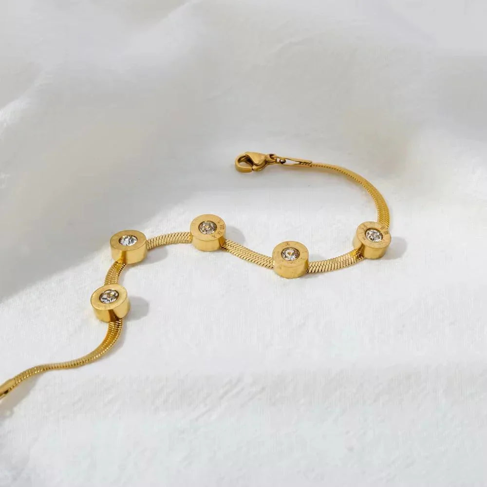 5 Stones Roman Bracelet - Stainless Steel