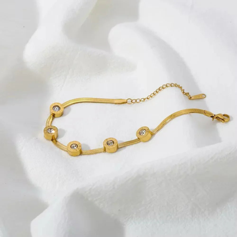 5 Stones Roman Bracelet - Stainless Steel