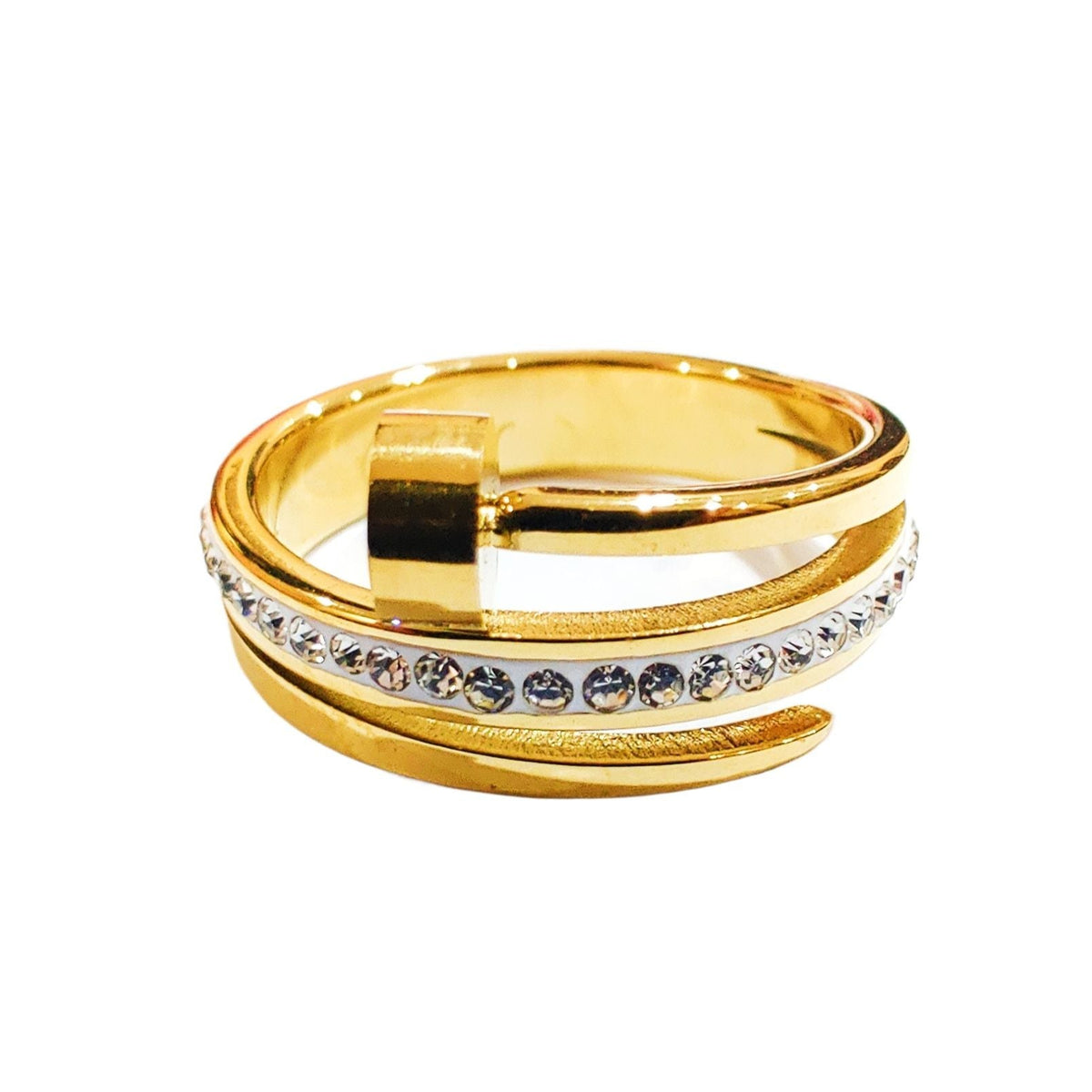 Stoned Nail Ring - Stainless Steel