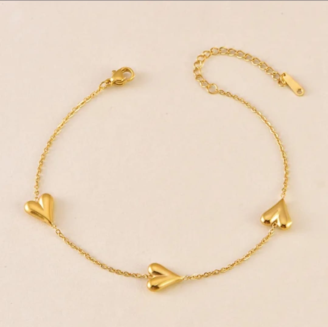3 Heart Bracelet - Stainless Steel