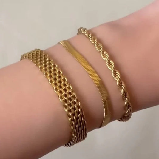 3 Bracelets (Rowena + Snake + Milas) - Stainless Steel