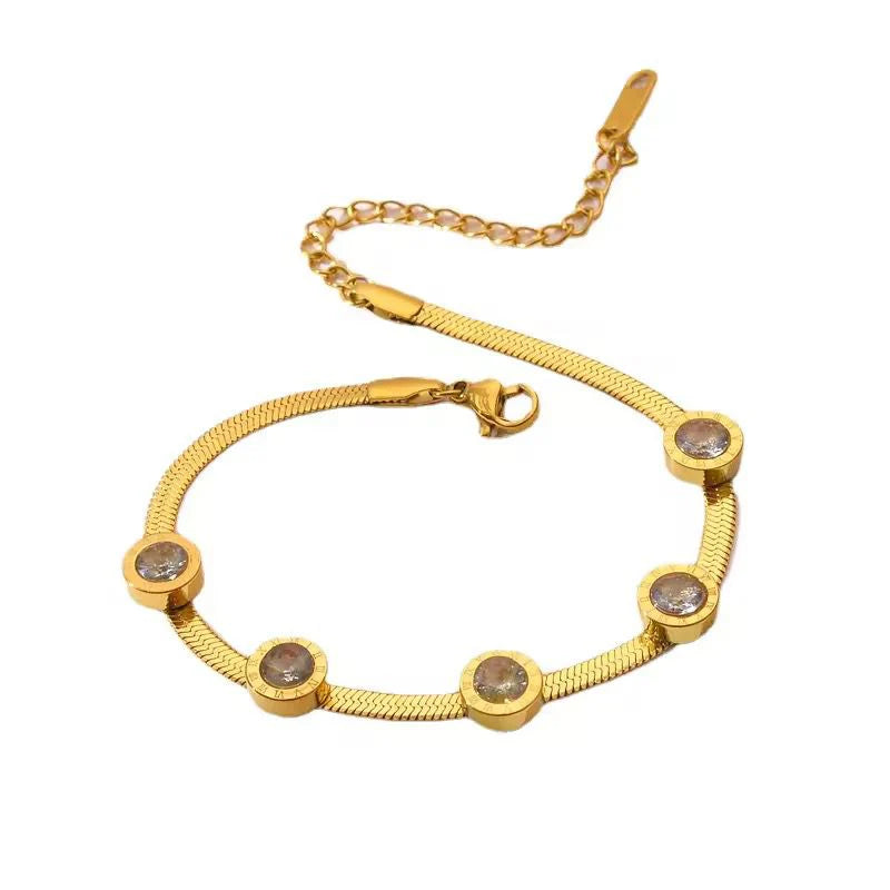 5 Stones Roman Bracelet - Stainless Steel