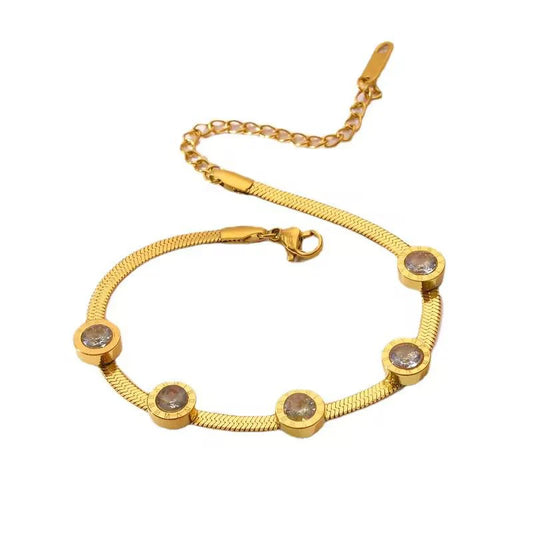 5 Stones Roman Bracelet - Stainless Steel