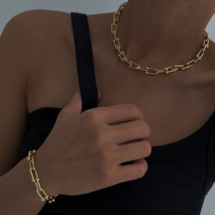 Paper Clip Set (Necklace + Bracelet)