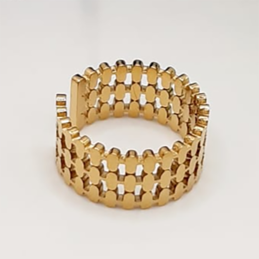 Coin Pattern Link Ring - Stainless Steel